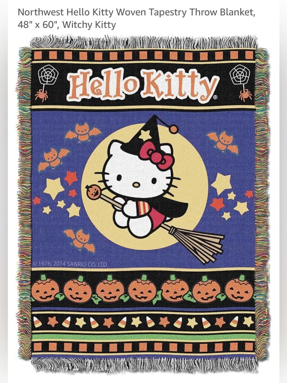 Sanrio Hello Kitty Halloween Throw Blanket - Purple, Black, Orange, Yellow